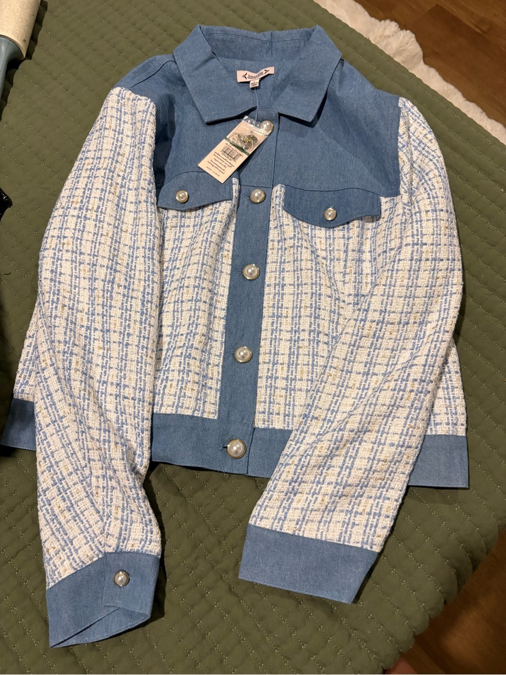 Nannette Light Blue Denim-Style Button Shirt